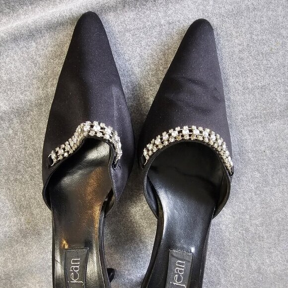 Vintage Satin Rhinstone 90's/Y2K Stiletto Heels Mules - Picture 3 of 13